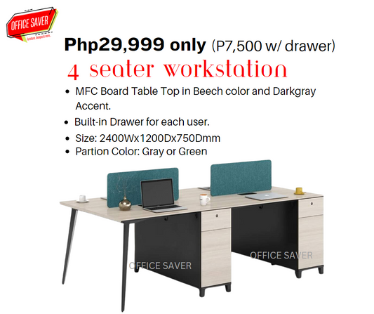 4 Seater Workstation with Built in Cabinet at Php7,500 per seat