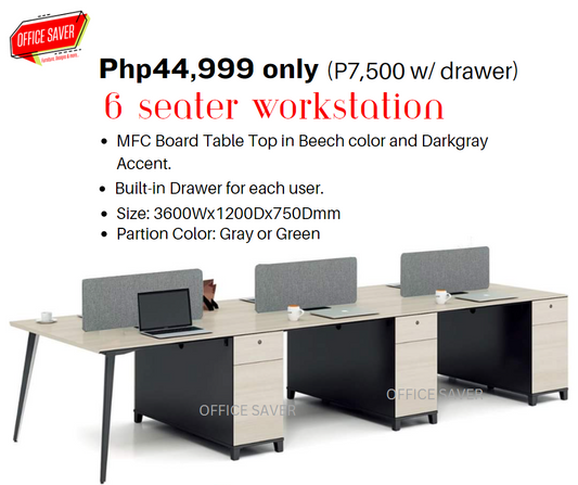 6 Seater Workstation with Built in Cabinet at Php7,500 per seat